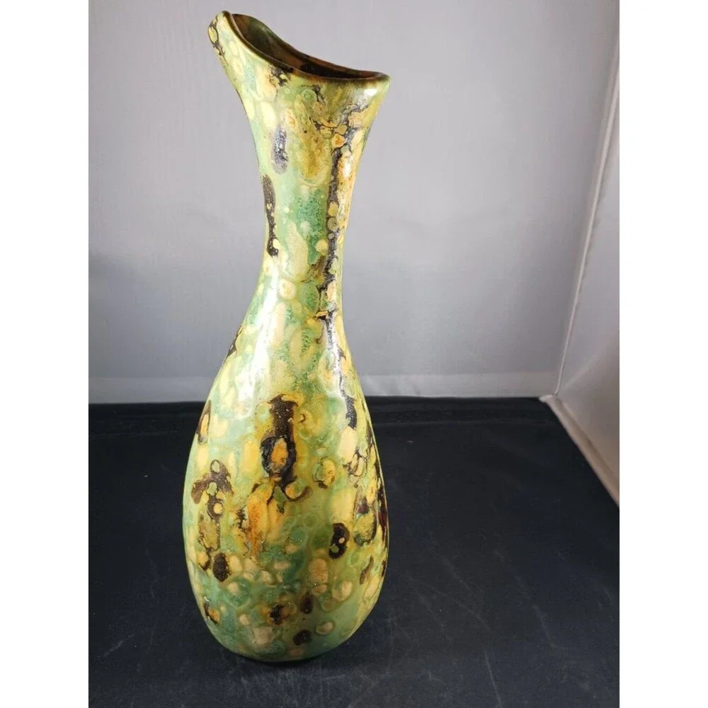 Vintage MCM Multicolor Handmade Pottery Vase